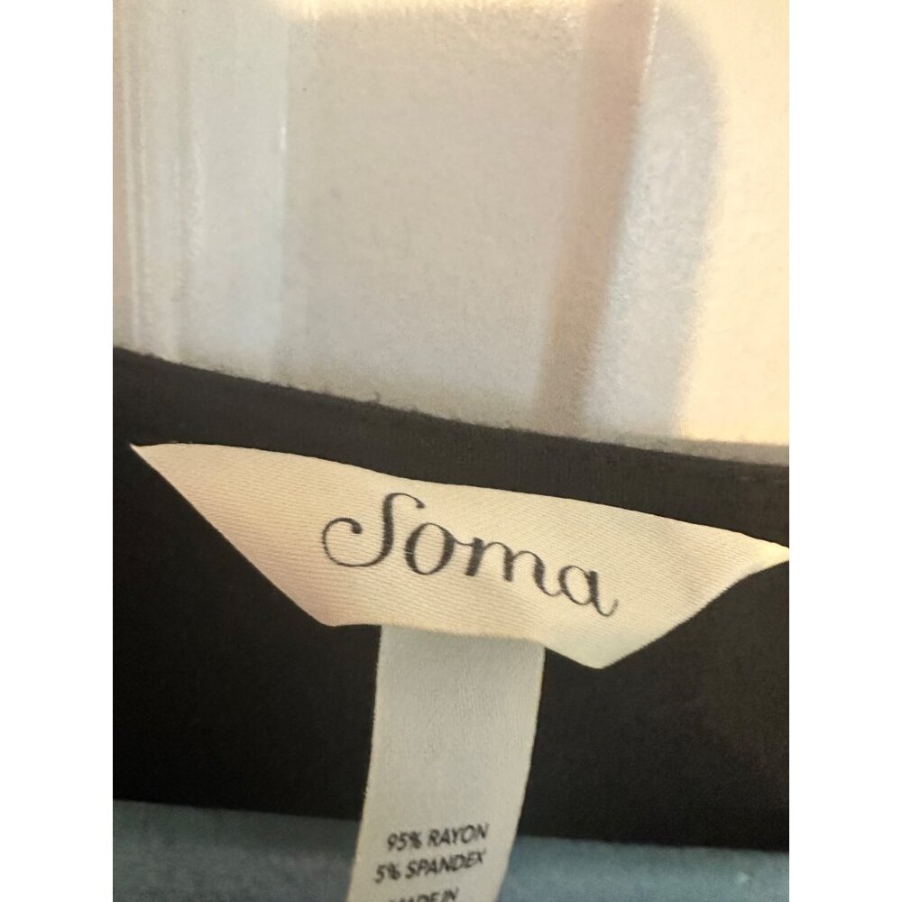 Soma Black‎ Sleeveless Wrap Dress Large Rayon/Spandex Blend Knee-Length Design - Picture 5 of 8